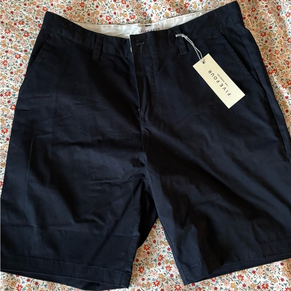 Five Four Men's Navy-Black Flat Front Chino Shorts